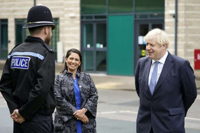 "Two years ago, this government made a promise to the public to put 20,000 extra police officers on our streets – and we are delivering on that pledge with an additional 11,053 police officers already recruited" - Home Secretary, Priti Patel. Picture by Andrew Parsons / No 10 Downing Street