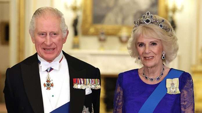King Charles III and the Queen Consort during the State Banquet held at Buckingham Palace in London, during the State Visit to the UK by President Cyril Ramaphosa of South Africa. Picture date: Tuesday November 22, 2022.King Charles III and the Queen Consort during the State Banquet held at Buckingham Palace in London, during the State Visit to the UK by President Cyril Ramaphosa of South Africa. Picture date: Tuesday November 22, 2022.