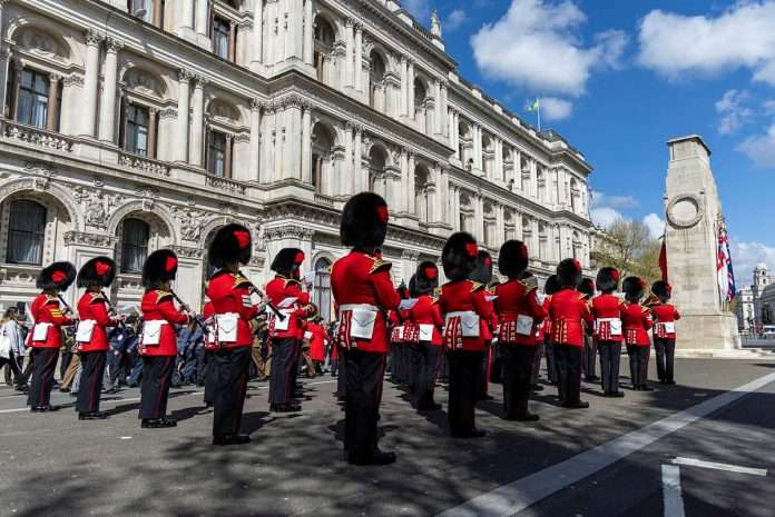 A parade was held at the Cenotaph in London on Tuesday, 25th April 2023, to mark ANZAC Day. Photographer: Petty Officer Joel Rouse Copyright: UK MOD © Crown copyright 2023