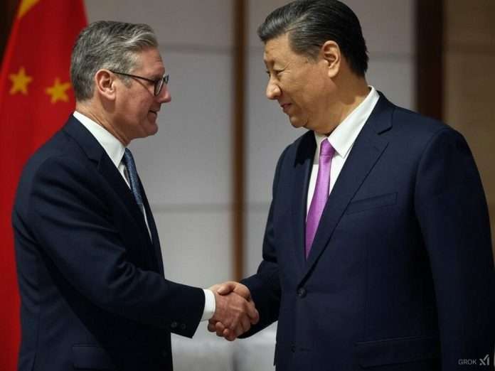 image-66 A photo of Keir Starmer with Xi Jinping and the Chinese flag Grok