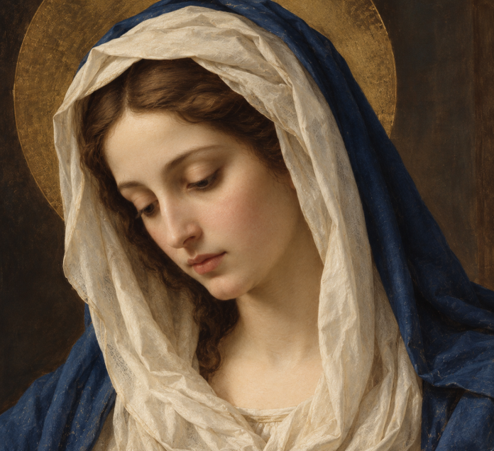 Renaissance-Madonna mit goldenem Heiligenschein