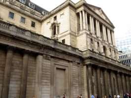 The Bank of England building on Threadneedle Street in the City of London with pedestrians passing, file photograph